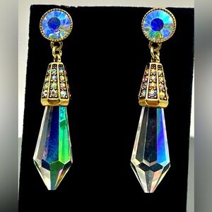 Heidi Daus Aurora Crystal Prism Drop Earrings  | 2.5” Vintage Designer Jewelry